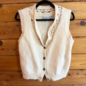 Russ Vintage Cream-Colored Knit Sweater Vest